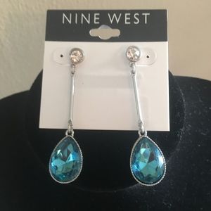 Nine West turquoise Drop Pave Stud Earrings